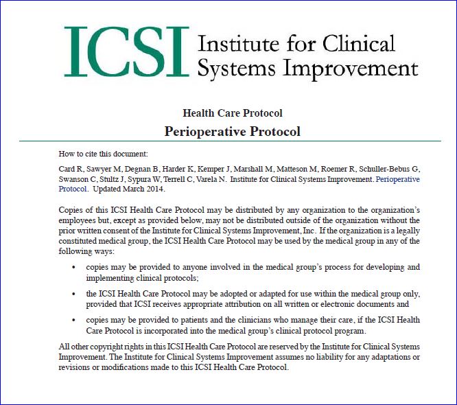 Perioperative protocol